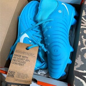 Nike Blue Fury and White Junior Soccer Cleats